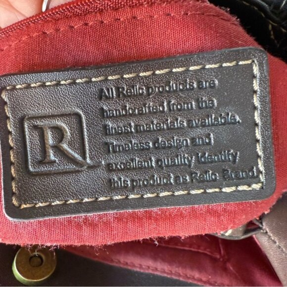 RELIC Red Paisley Embossed Handbag Satchel Brown Accents Crossbody Strap Tooled - Picture 12 of 14